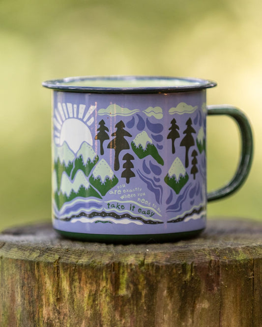 Take It Easy Enamel Mug in Blue