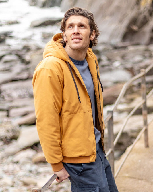 Jace Mens Casual Bomber Jacket in Yellow