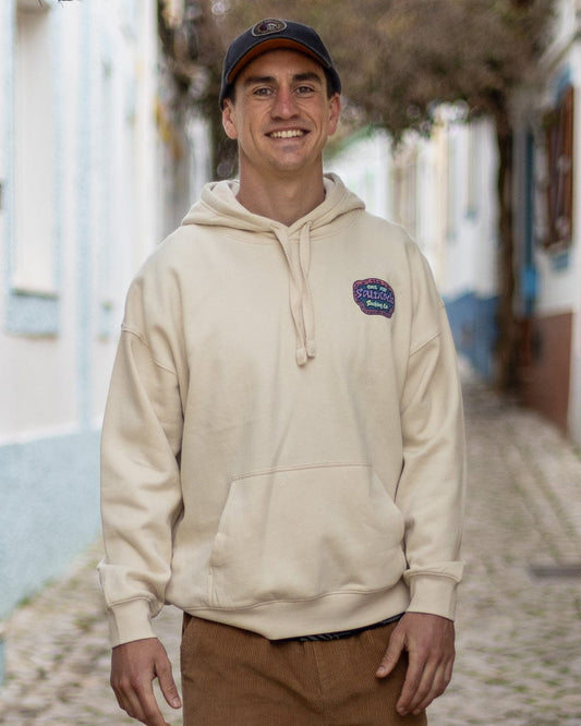 Mens Tribal Frame Pop Hoodie in Cream