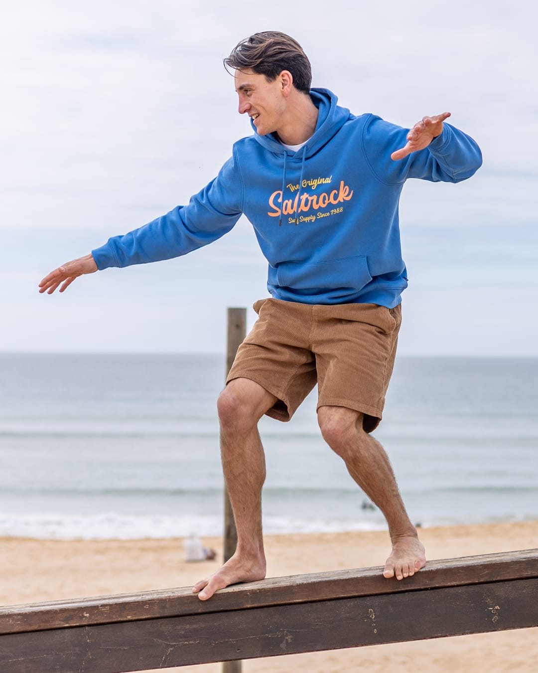 Postcard Bloc Pop Hoodie in Bright Blue