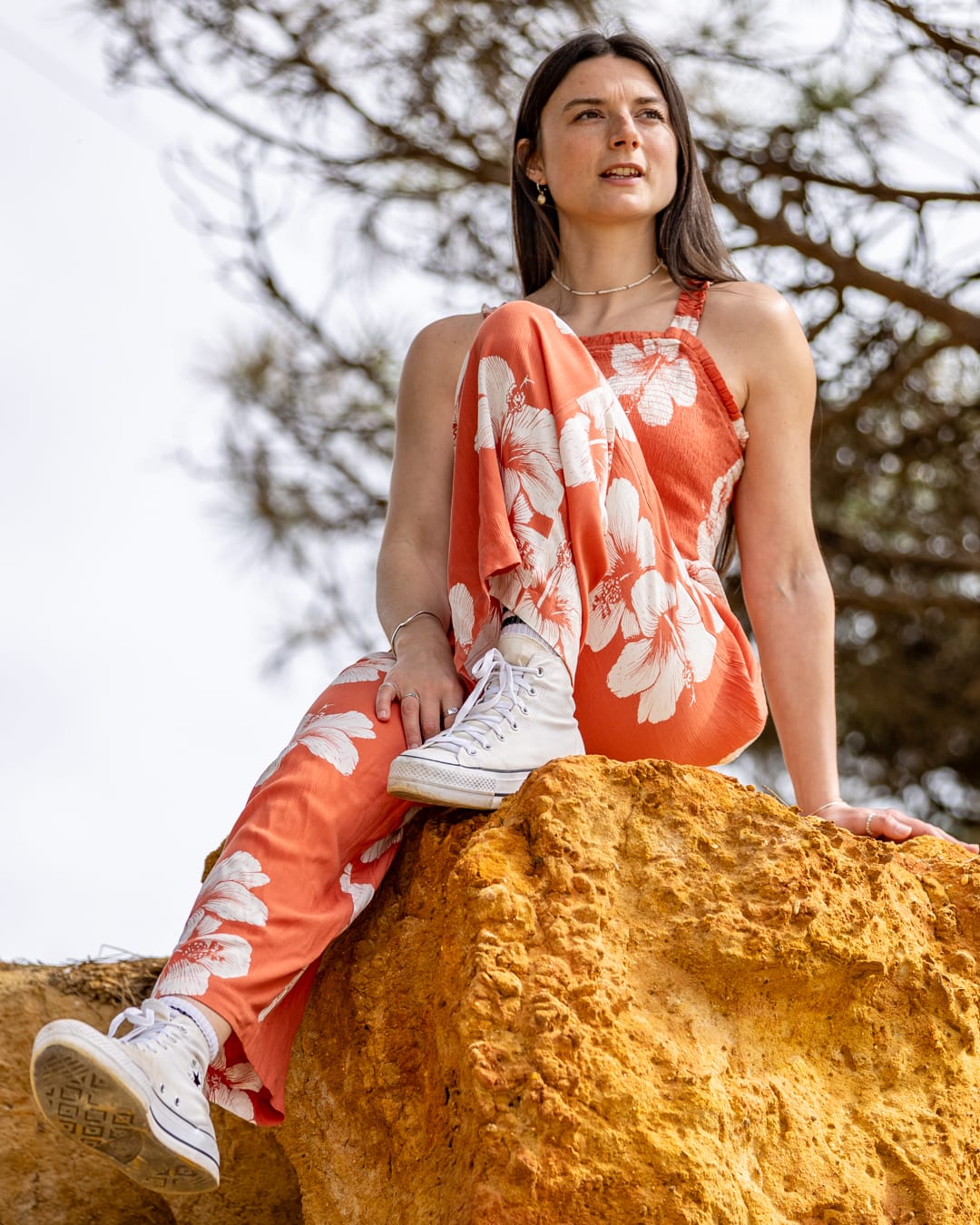 Mandaram Womens Playsuit in Light Orange