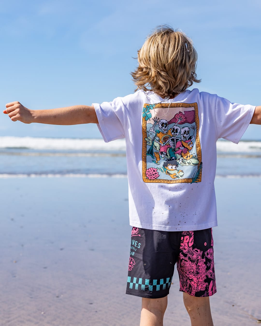 Lush Waves Kids Short Sleeve T-Shirt in White