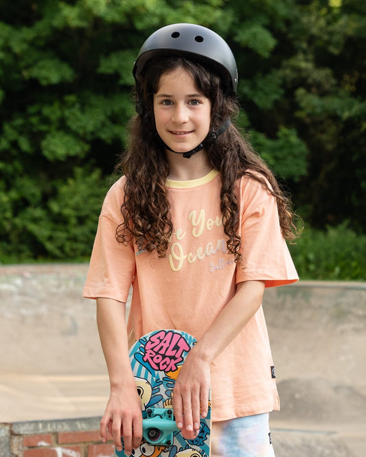 Rainbow Ocean Kids Short Sleeve T-Shirt in Light Pink