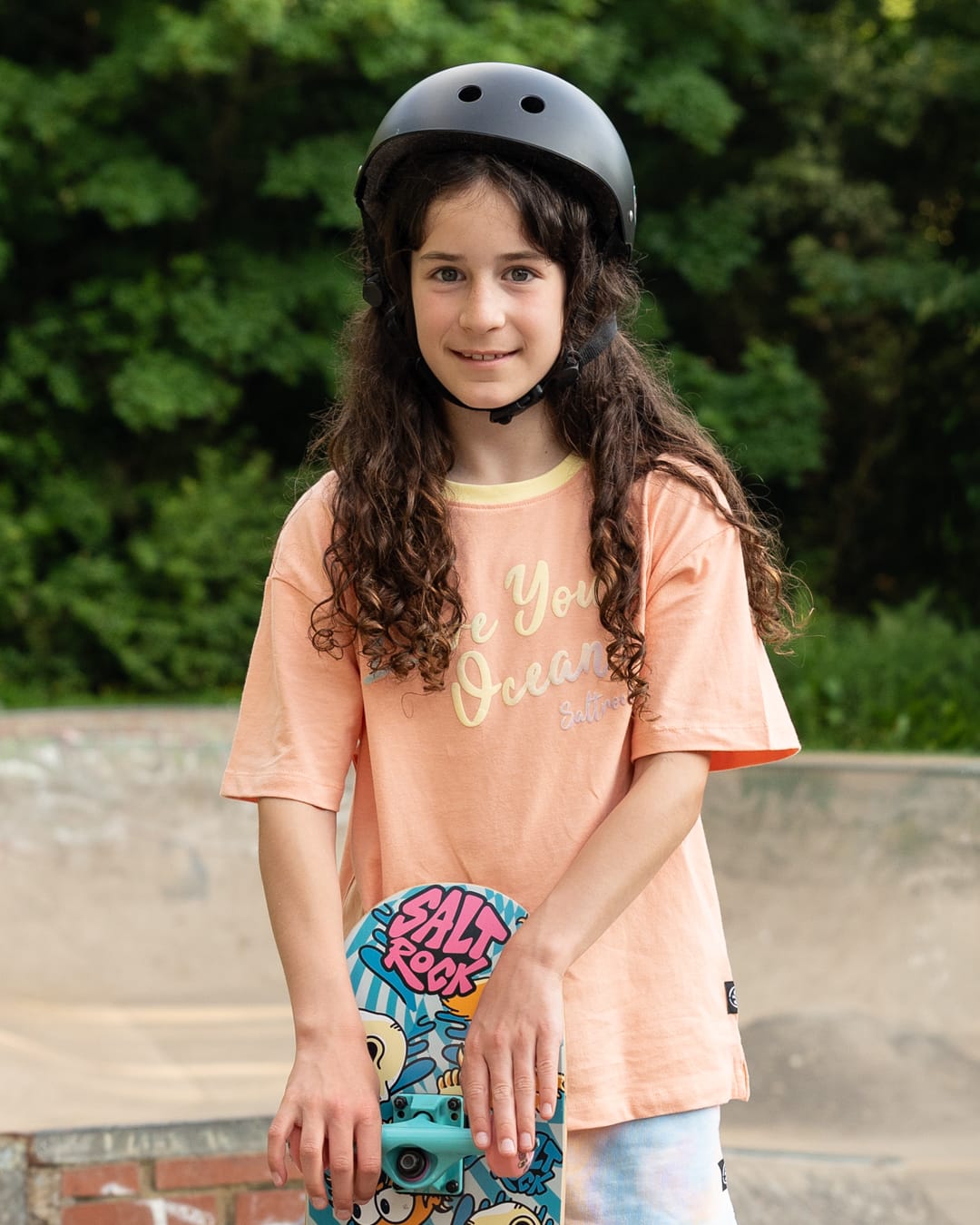 Rainbow Ocean Kids Short Sleeve T-Shirt in Light Pink