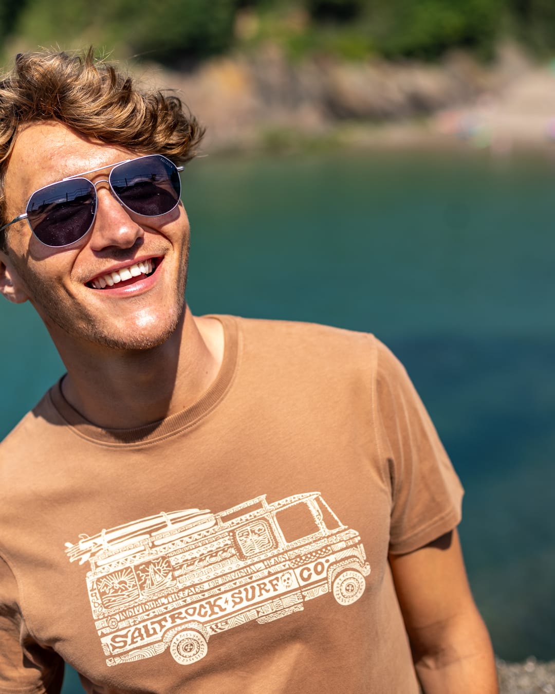 Trail Bus Mens Short Sleeve T-Shirt in Brown