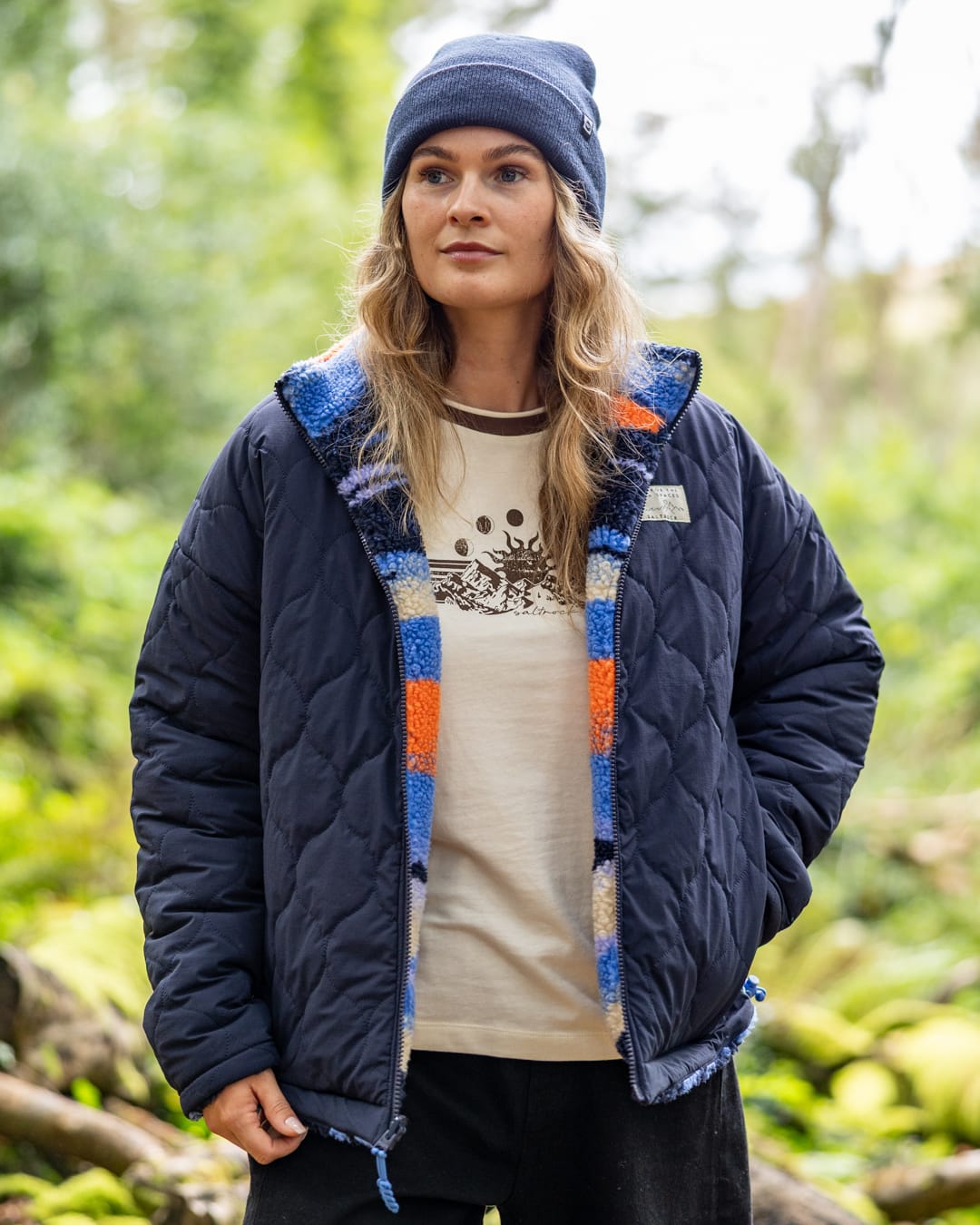 Mountain Haze Womens Reversible Jacket in Blue