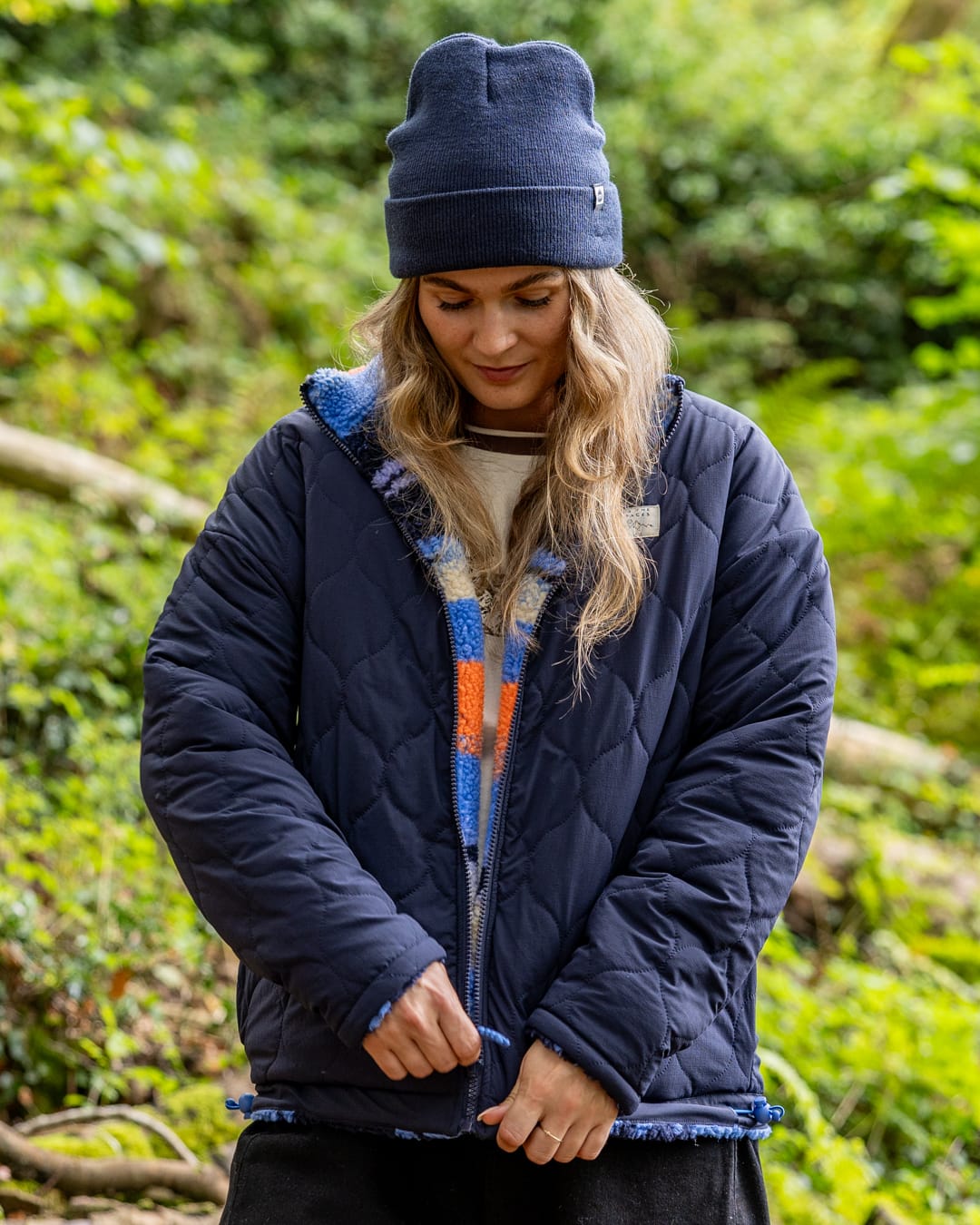 Mountain Haze Womens Reversible Jacket in Blue