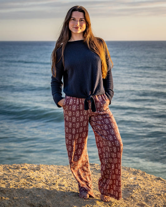 Beachtide  - Womens Knot Front Knit Jumper - Blue