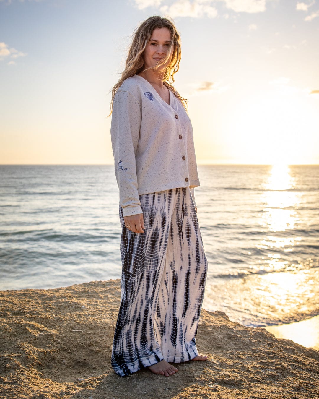 Clemmie Womens Sweat Cardigan in Cream