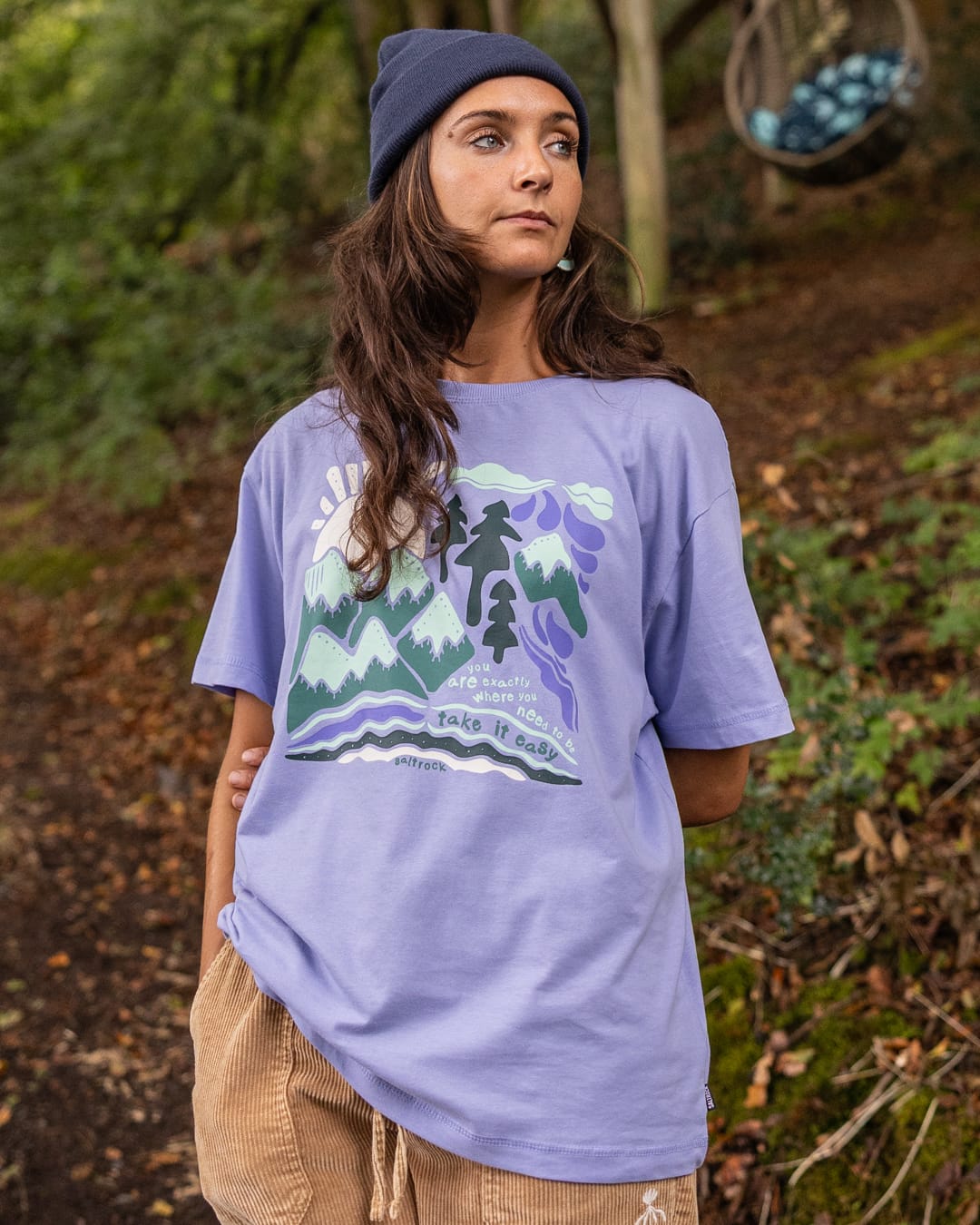 Take It Easy Womens Oversized T-Shirt In Light Blue