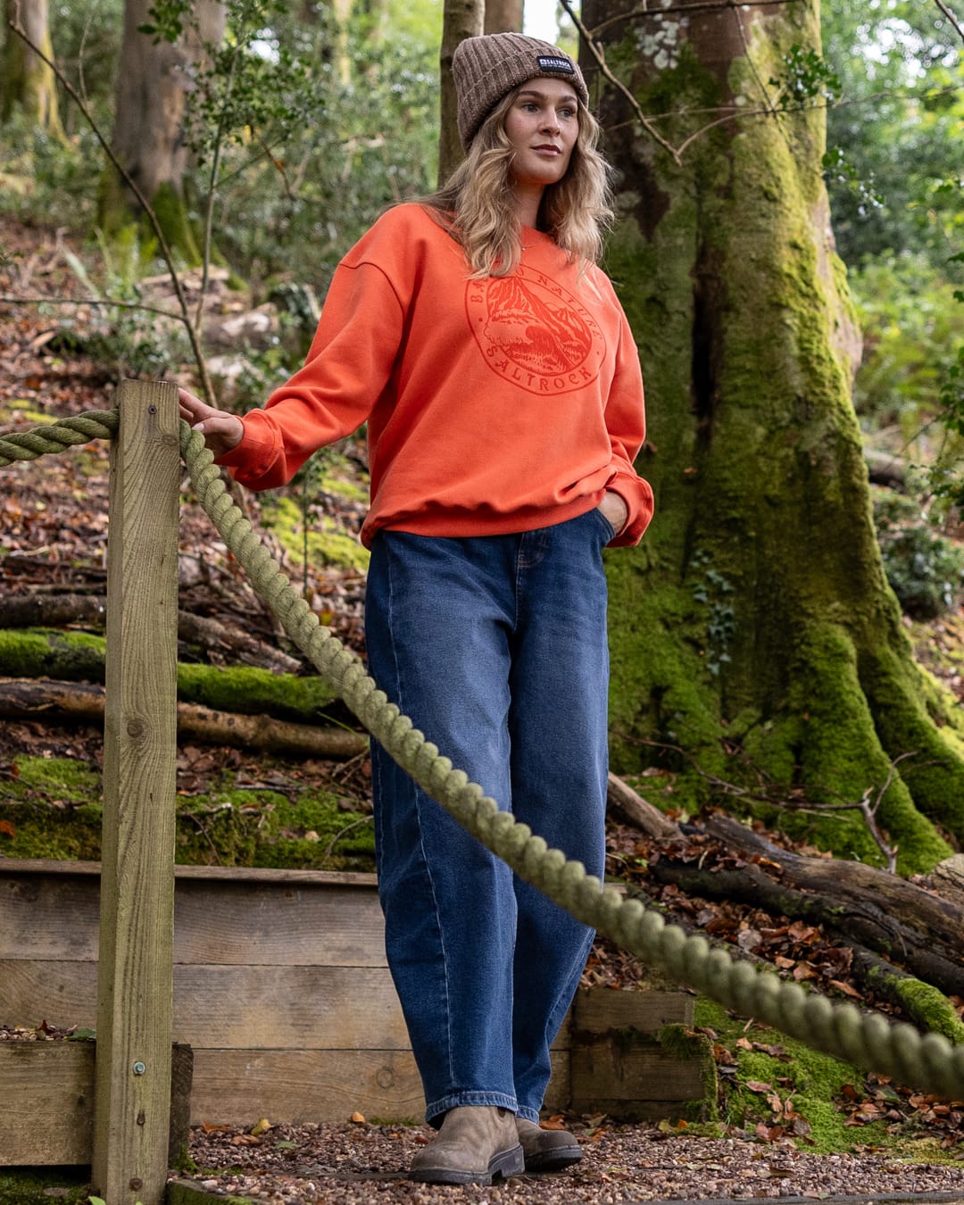 Back To Nature Womens Oversized Sweatshirt in Orange
