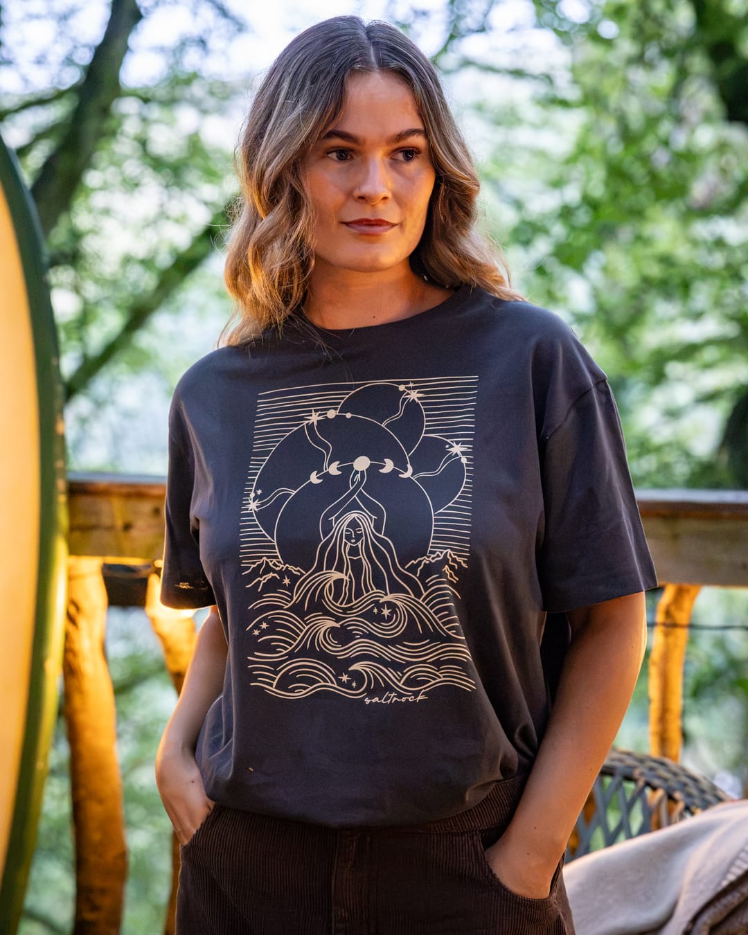 Calm Seas Womens Oversized T-Shirt In Dark Grey