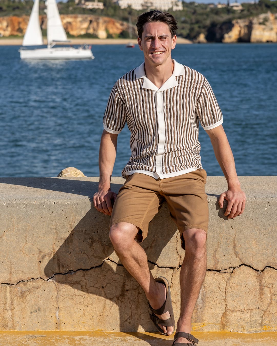 Dylan Mens Short Sleeve Shirt in Cream