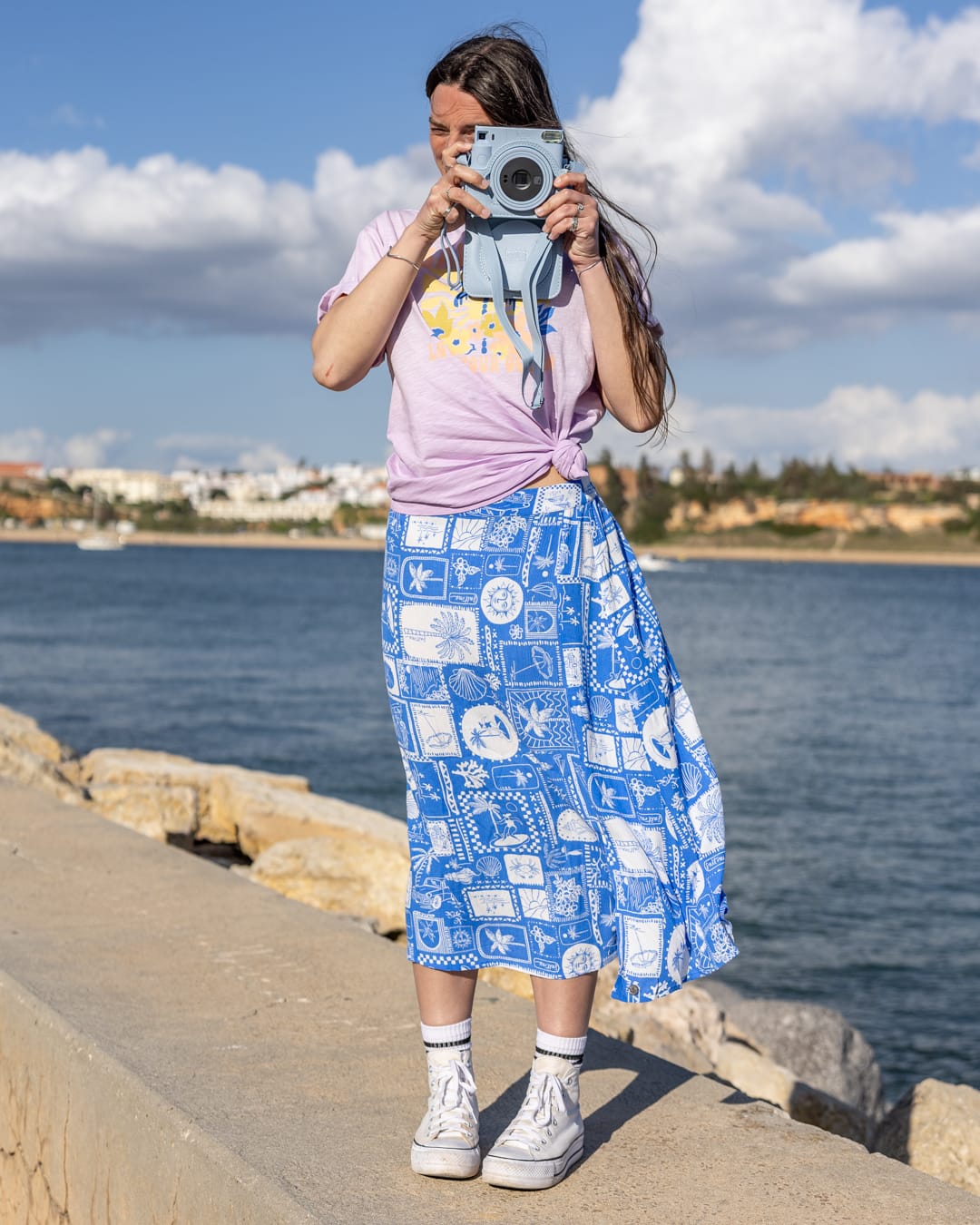 Island Tile Womens Skirt Bright Blue