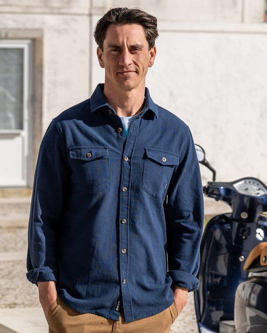 Penare 2 Mens Long Sleeve Shirt in Blue