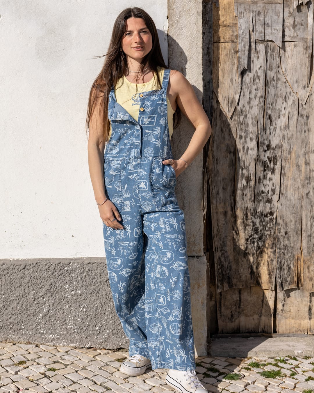 Island Life Womens Dungarees in Bright Blue