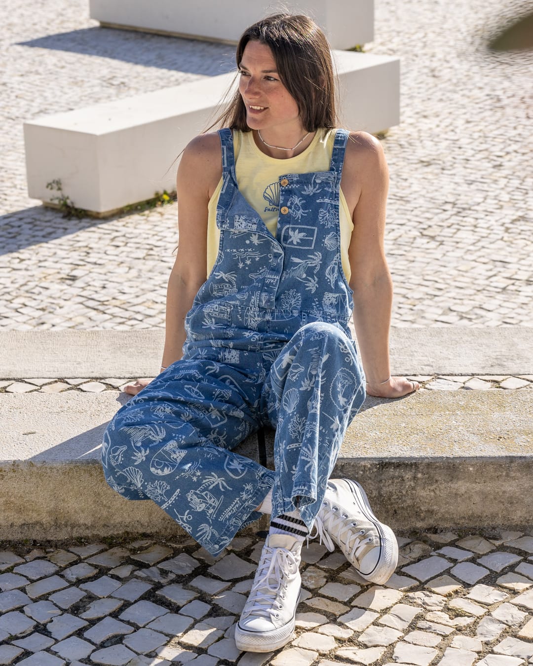 Island Life Womens Dungarees in Bright Blue