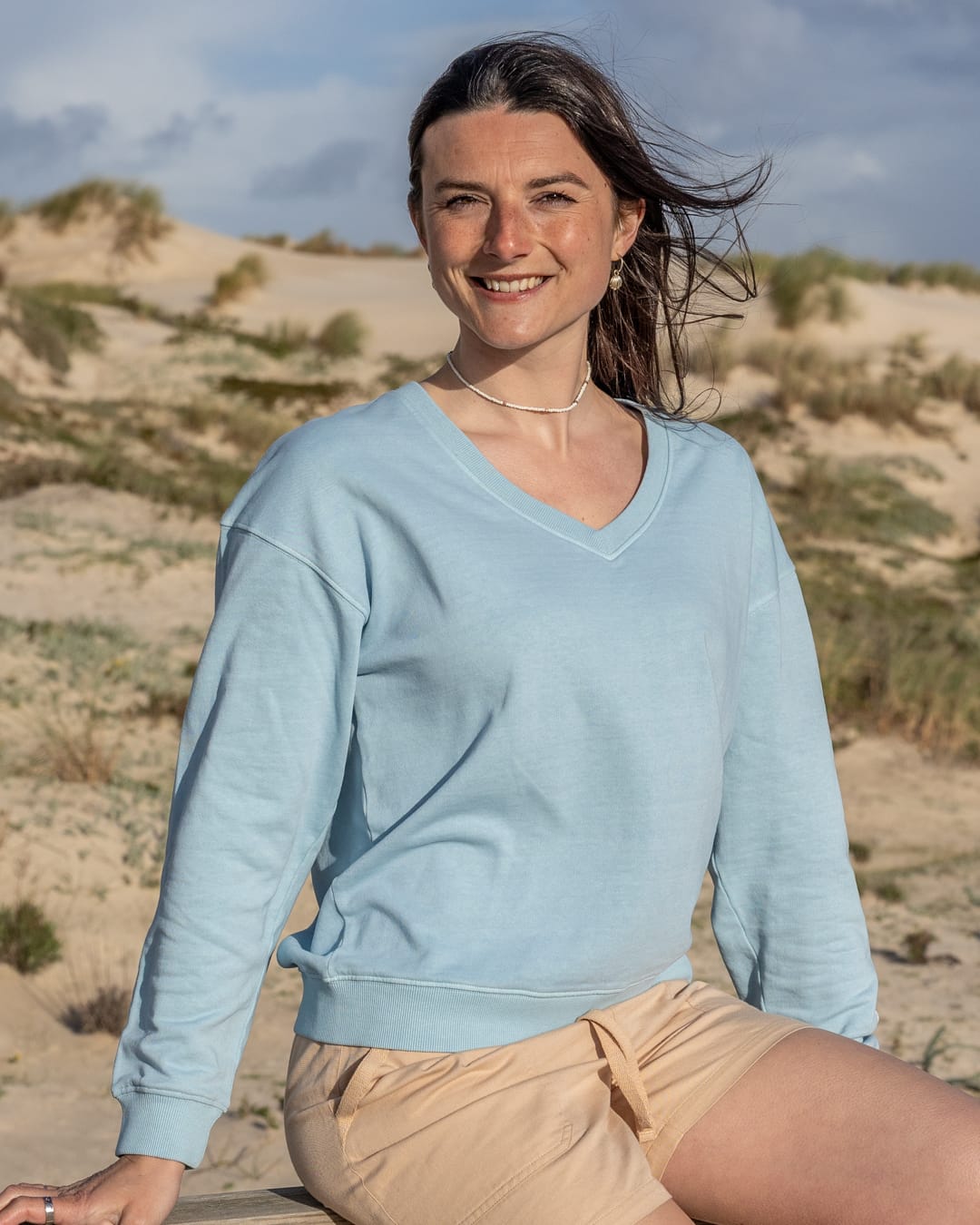 Saltwater Womens Sweat Top in Light Blue
