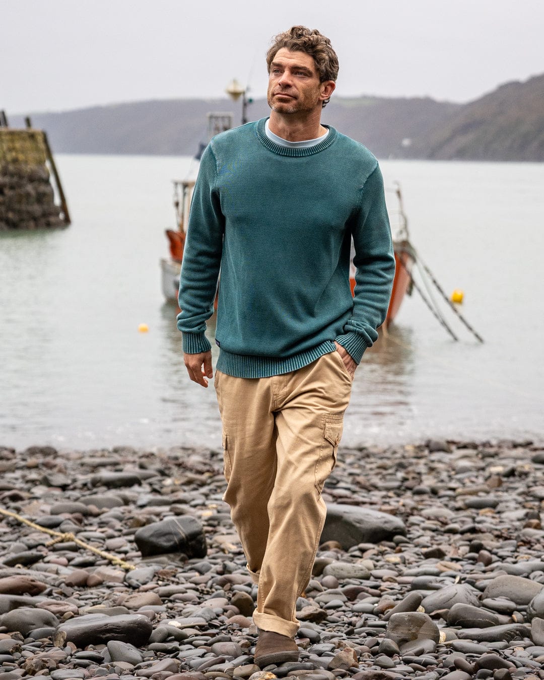 Waley - Mens Knitted Jumper - Teal