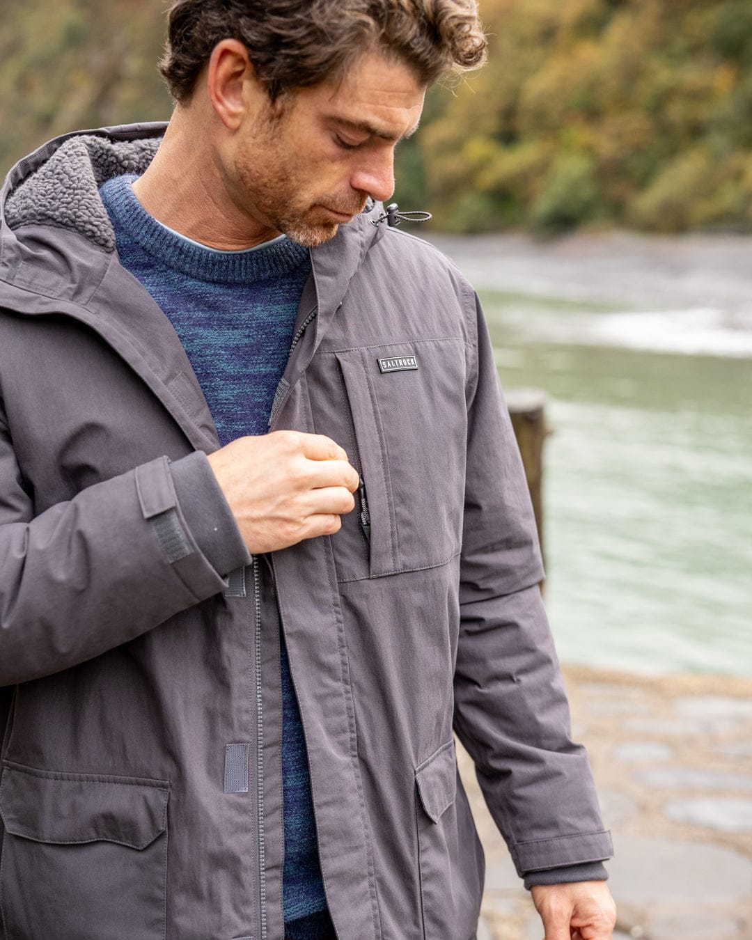 Linden - Mens Water Resistant Coat - Dark Grey