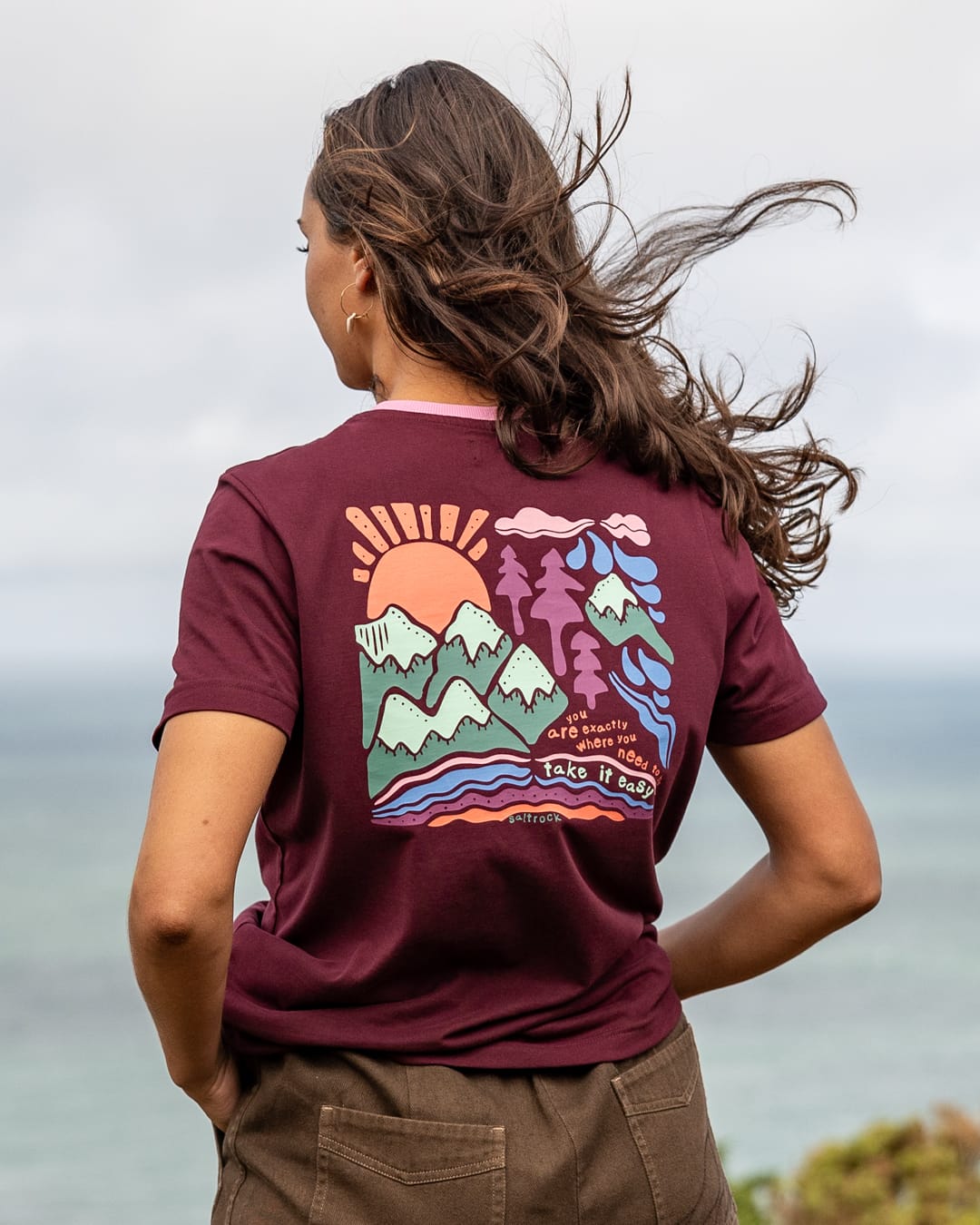 Take It Easy Womens Ringer T-Shirt In Dark Purple