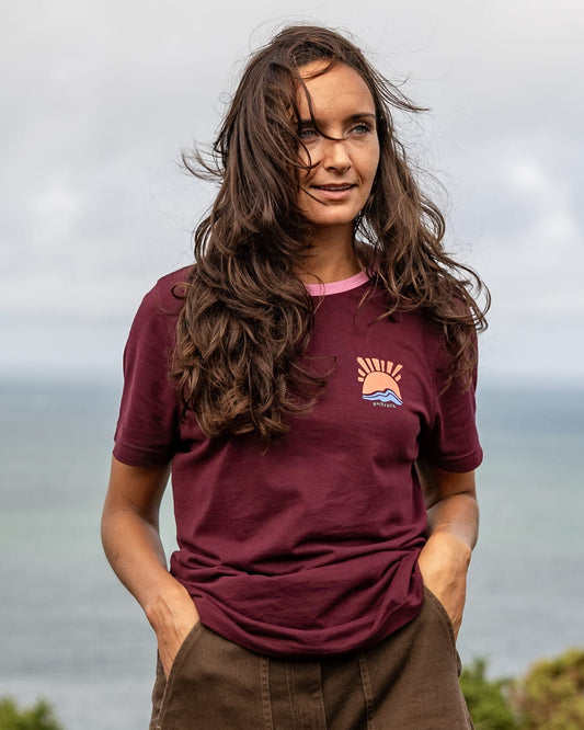 Take It Easy Womens Ringer T-Shirt In Dark Purple