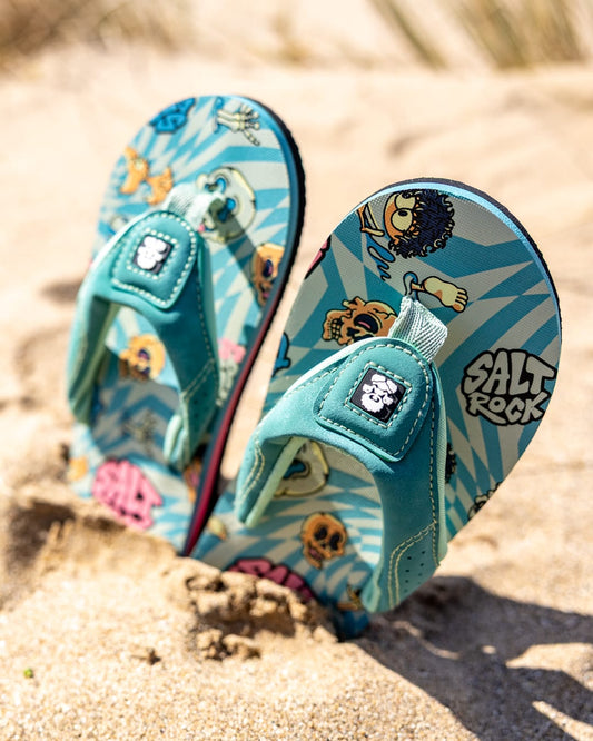 Lush Waves Kids Flip Flops in Blue
