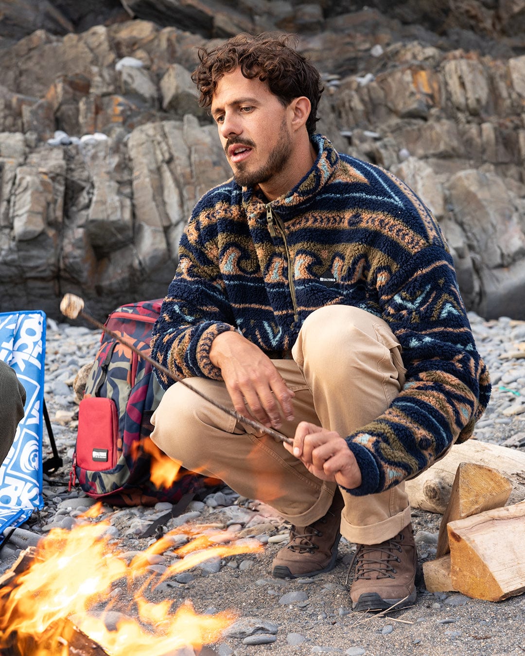 Flannigan - Mens 1/4 Neck Fleece - Navy