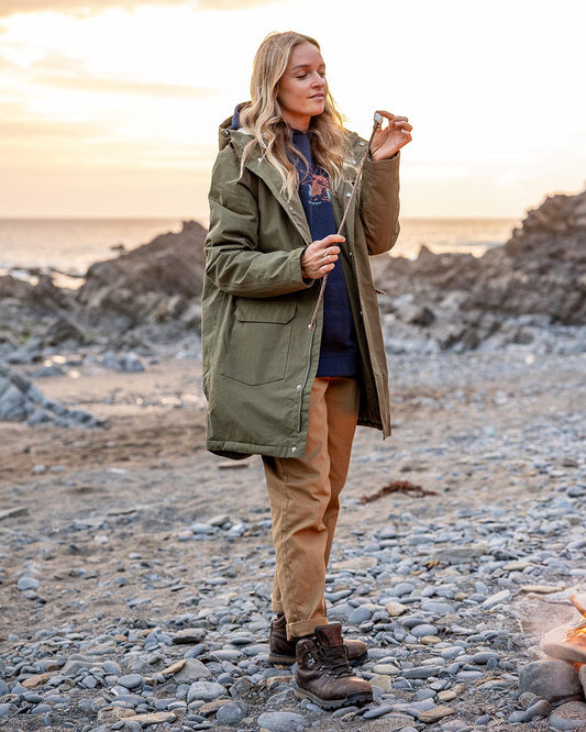 Linden - Womens Water Resistant Coat - Dark Green
