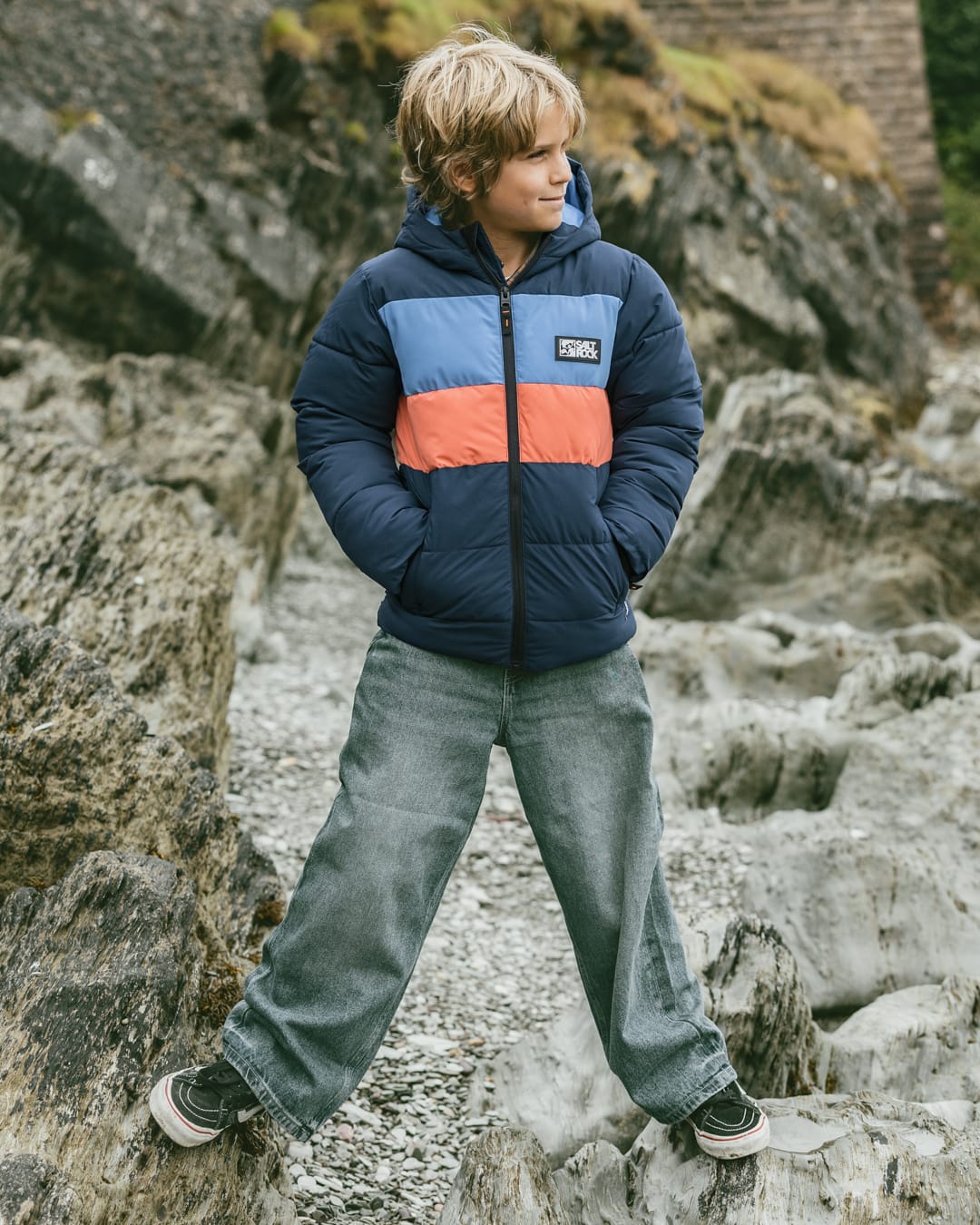 Craze Kids Water Resistant Puffer Jacket in Blue