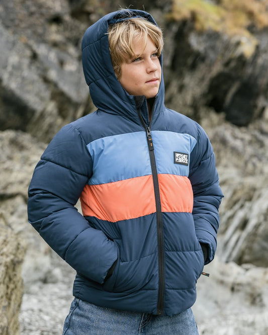 Craze Kids Water Resistant Puffer Jacket in Blue