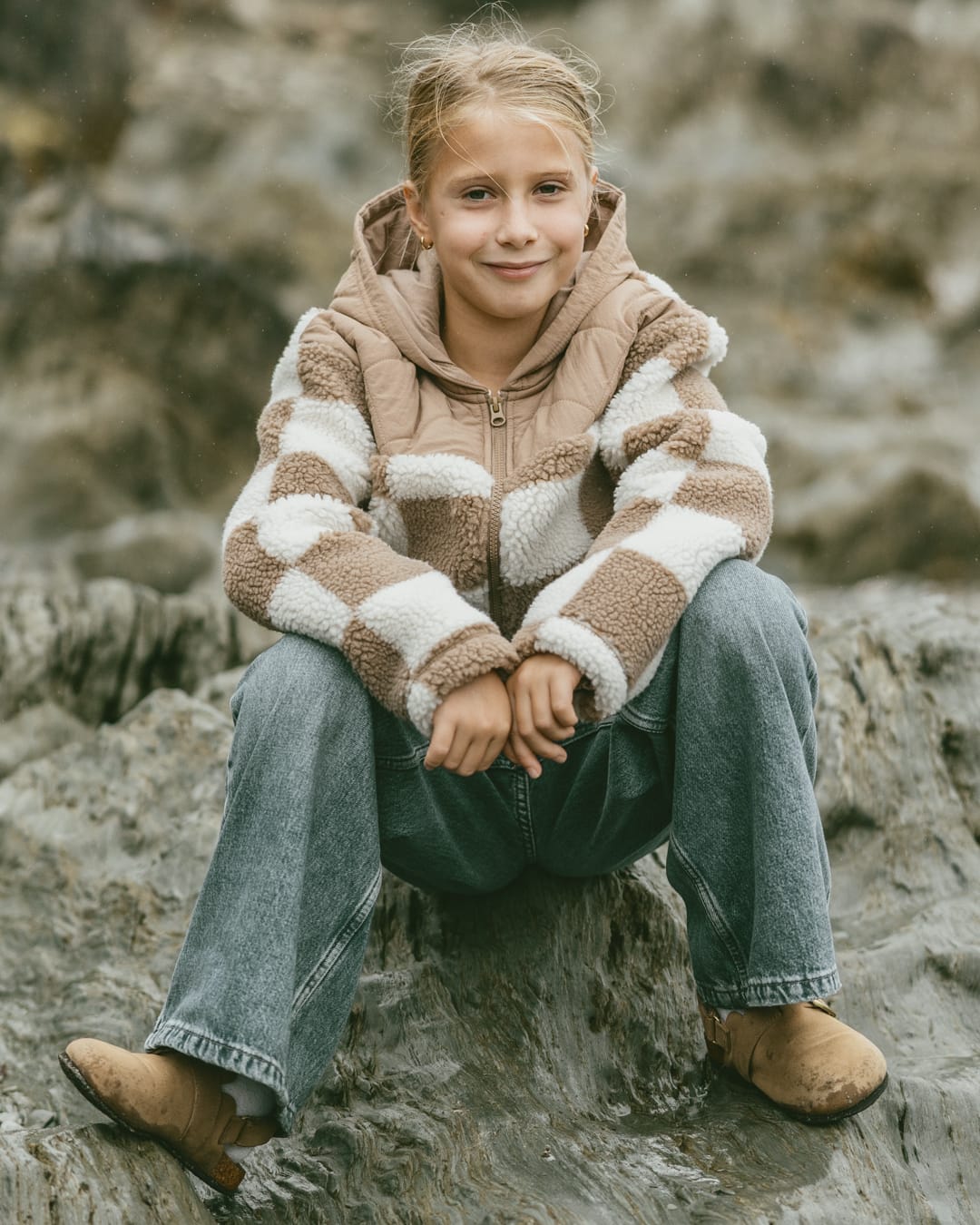 Calla Kids Fleece Hooded in Brown