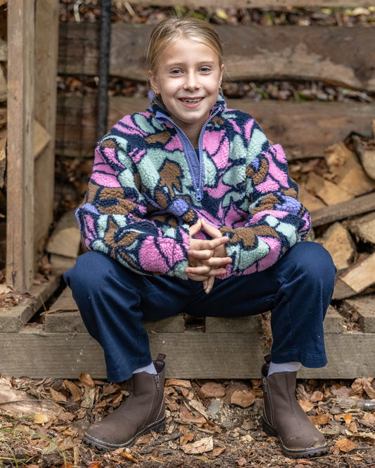 Fleur Kids 1/4 Neck Sherpa Fleece in Multi