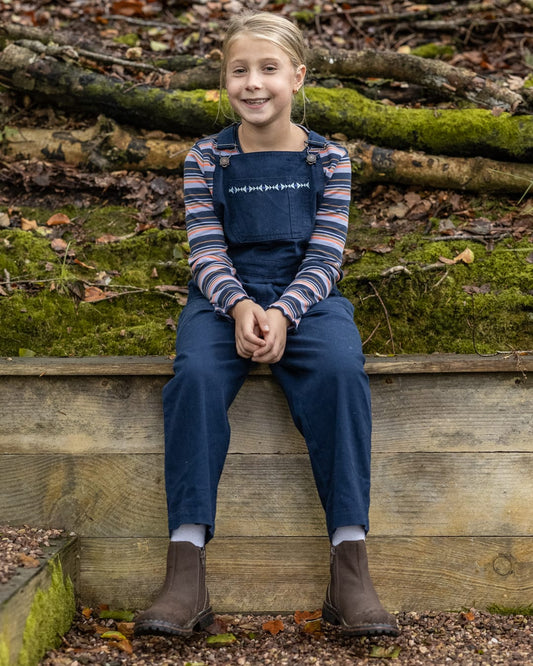 Willow Kids Embroidered Dungarees in Blue