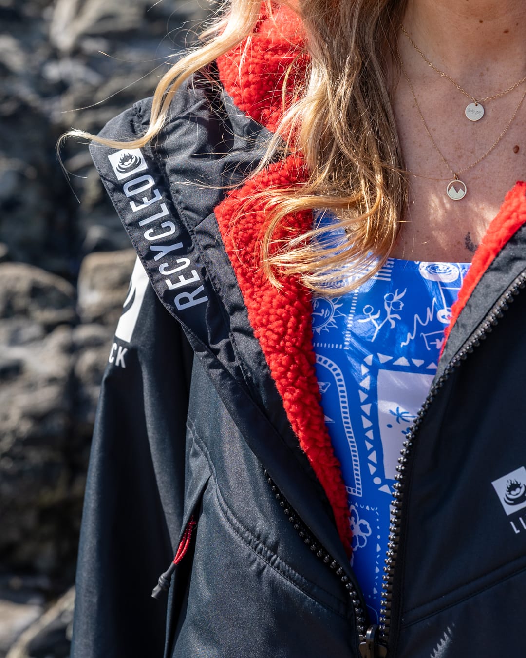 Recycled Changing Robe Black/Red