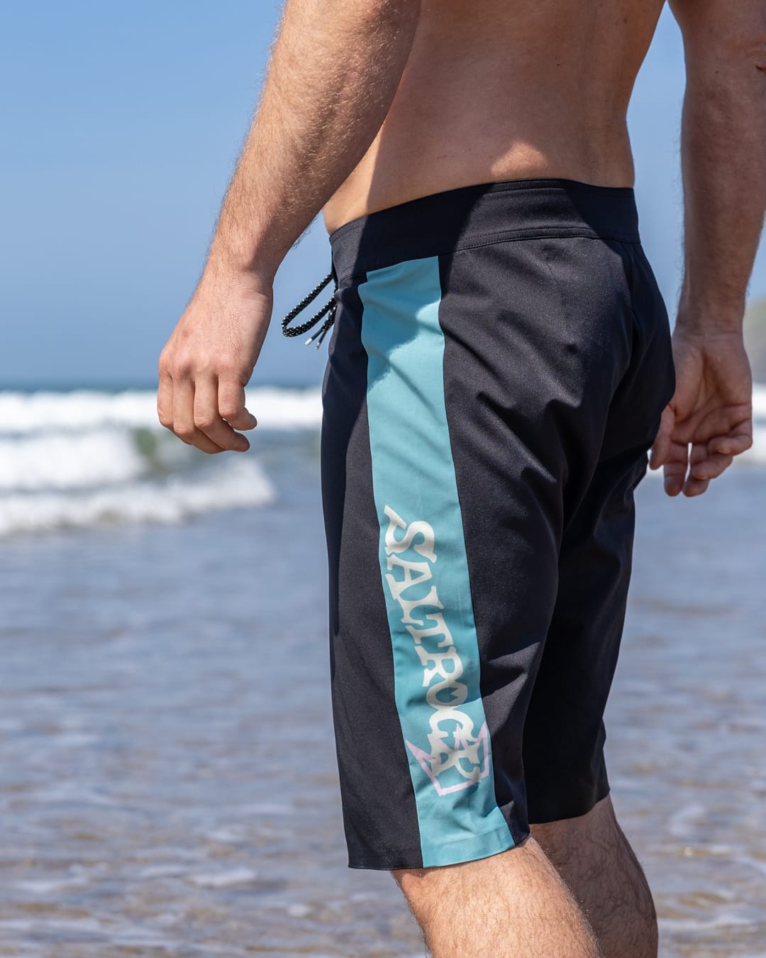 Heritage Panel Mens Swim Short in Dark Grey