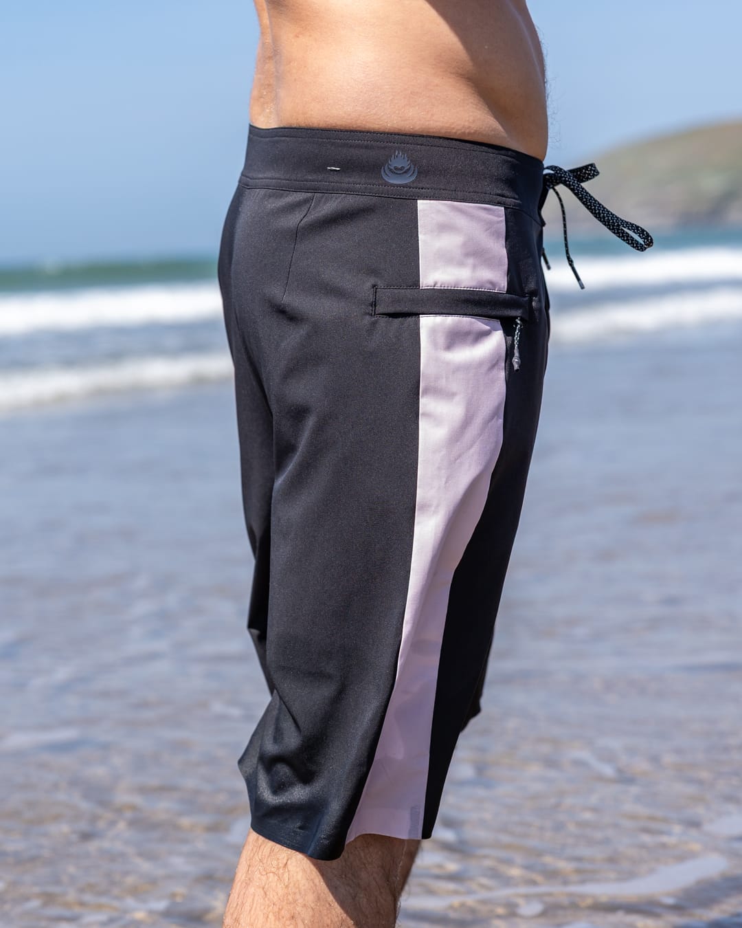 Heritage Panel Mens Swim Short in Dark Grey