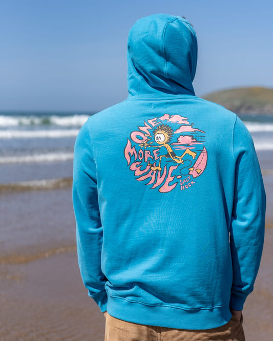 One More Wave Mens Pop Hoodie in Bright Blue