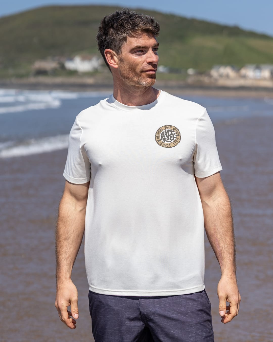 Original SR Hybrid Mens Short Sleeve T-Shirt in Cream