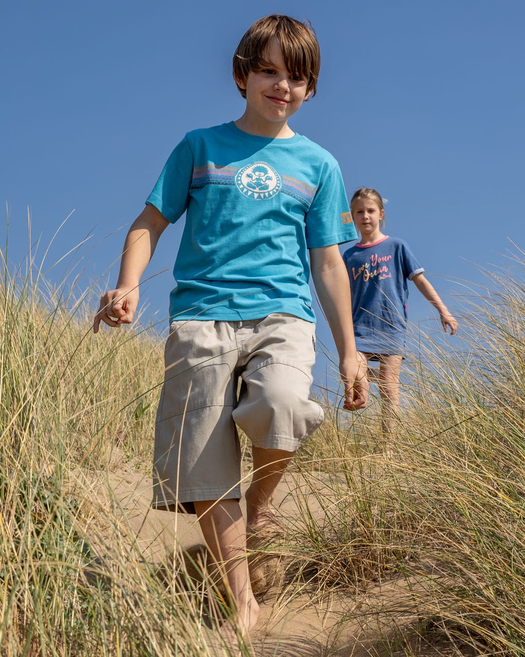 Origin Stripe Kids Short Sleeve T-Shirt in Bright Blue