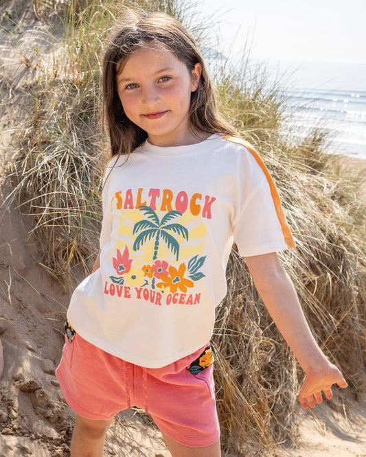 Sun Daze Kids Short Sleeve T-Shirt in Cream