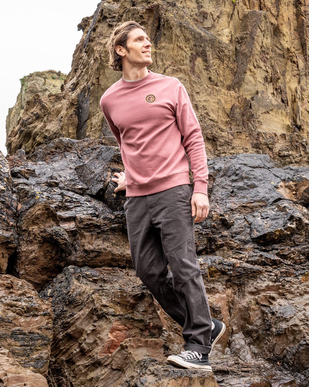 Trail Badge  Mens Sweatshirt in Dark Pink