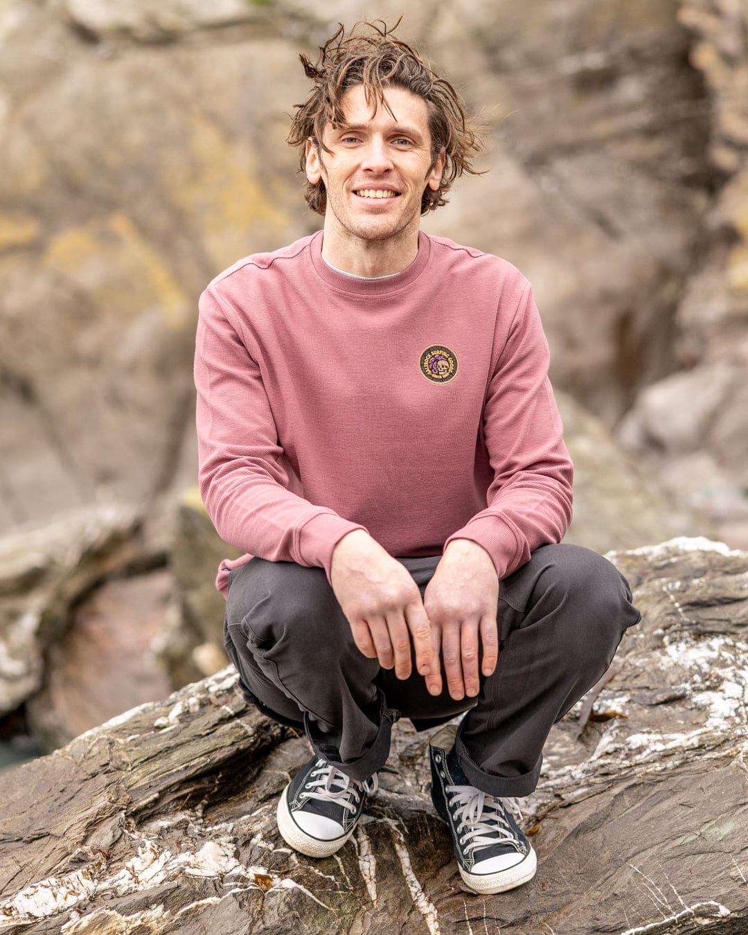 Trail Badge  Mens Sweatshirt in Dark Pink