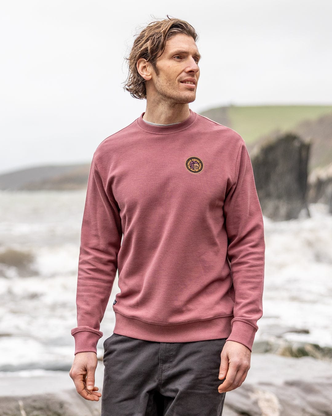 Trail Badge  Mens Sweatshirt in Dark Pink