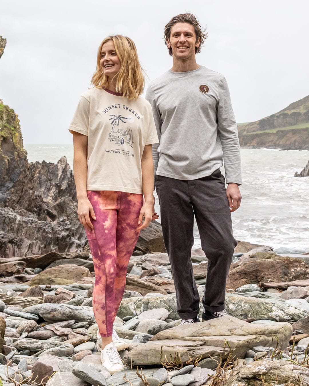 Sunset Seeker Womens Boxy Short Sleeve T-Shirt in Cream