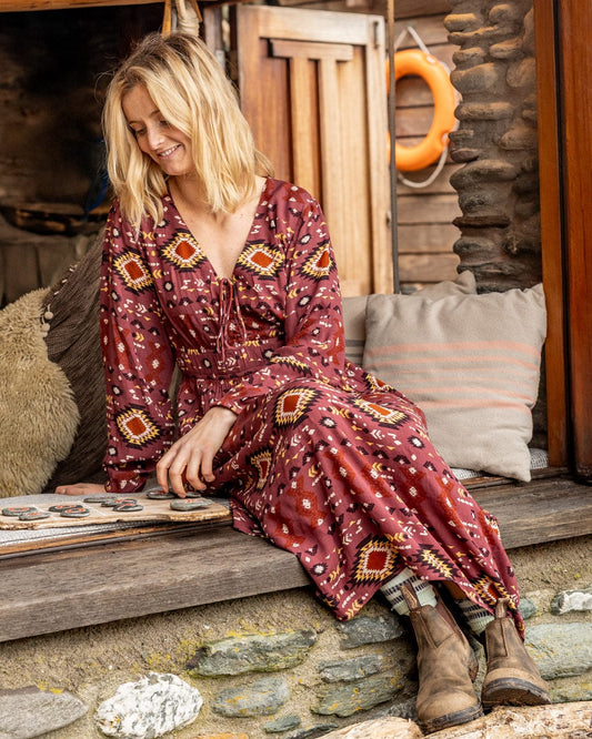 Sabina - Womens Midi Dress - Dark Pink