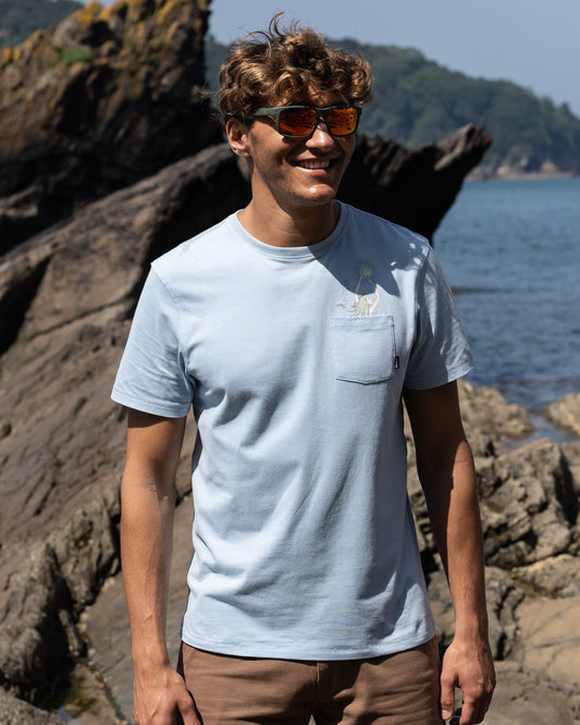 Mermaid Rise Mens Short Sleeve T-Shirt in Light Blue