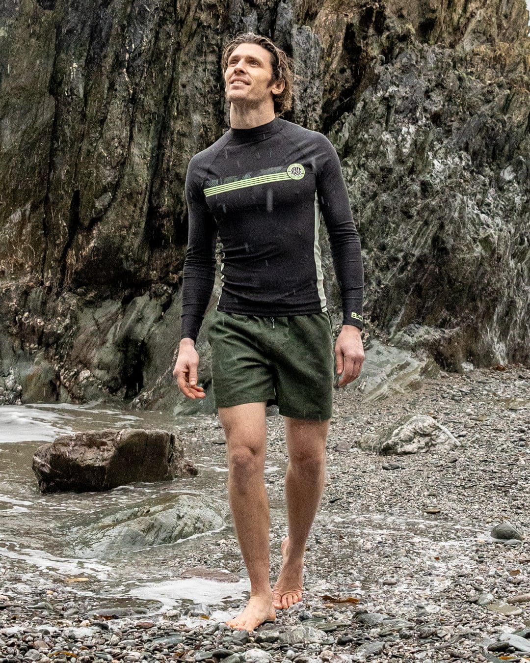Warp Surf Mens Long Sleeve Rashvest in Dark Grey
