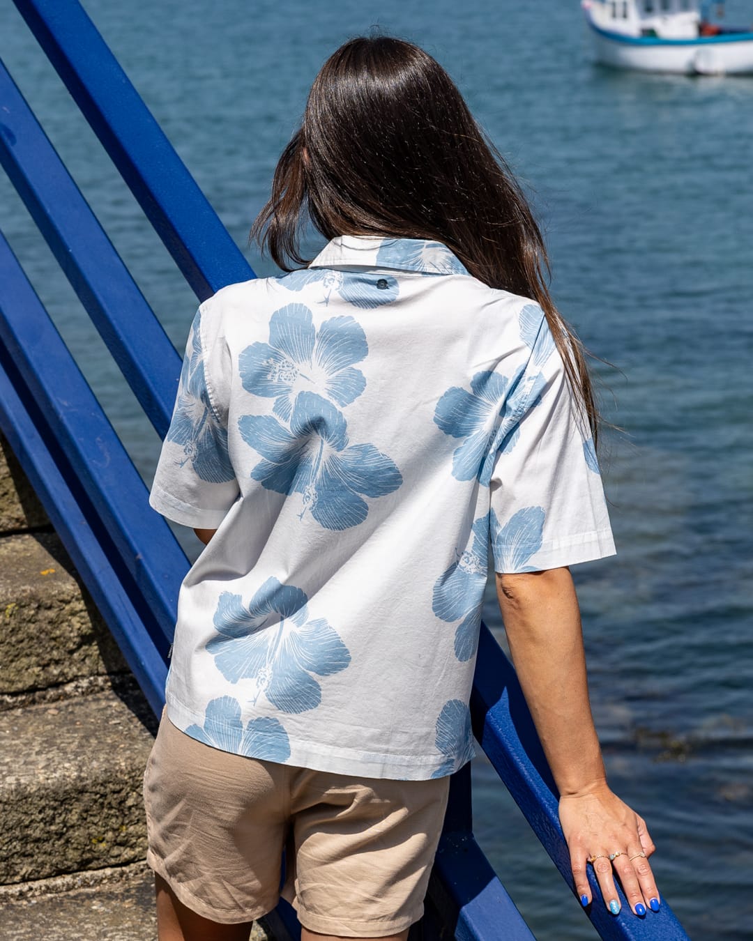 Mandaram Womens Short Sleeve Shirt in Cream
