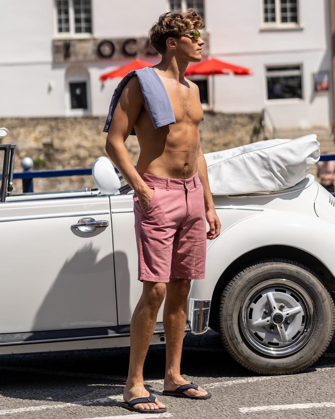 Conan Mens Chino Short in Dark Pink